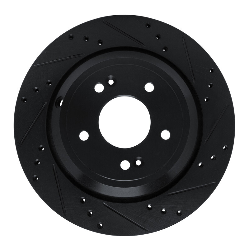 Hyundai Equus Brake Rotor (1) - Rear Right - R1 Concepts - Drilled & Slotted - Black - `11-`17